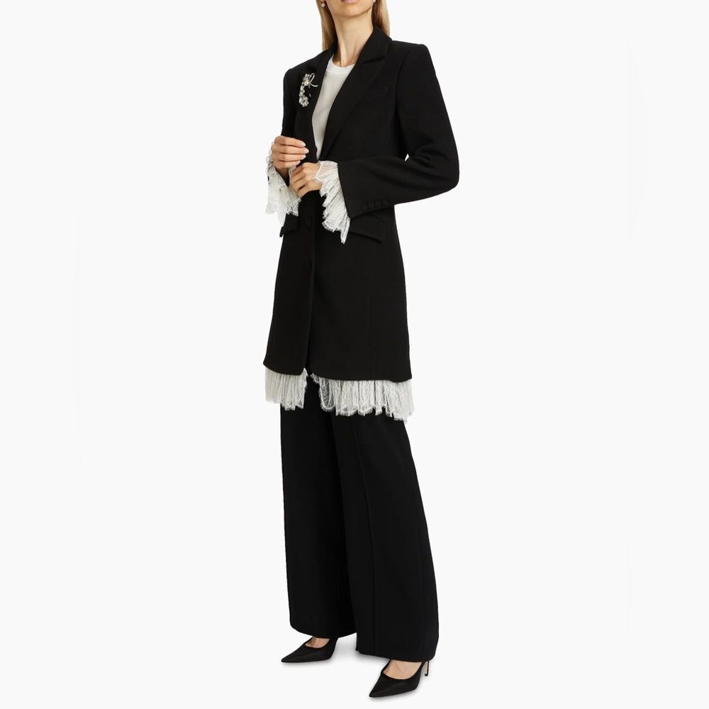 Cinq à Sept Roxie Lace-Trim Tailored Coat size S - Picture 3 of 16